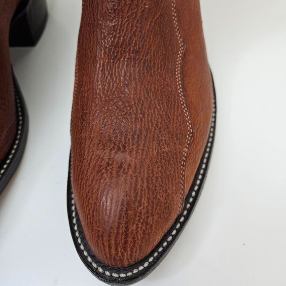 29. Cowboy (girl) boots. Brown shark leather. Size 10.5 D - Picture 4 of 11